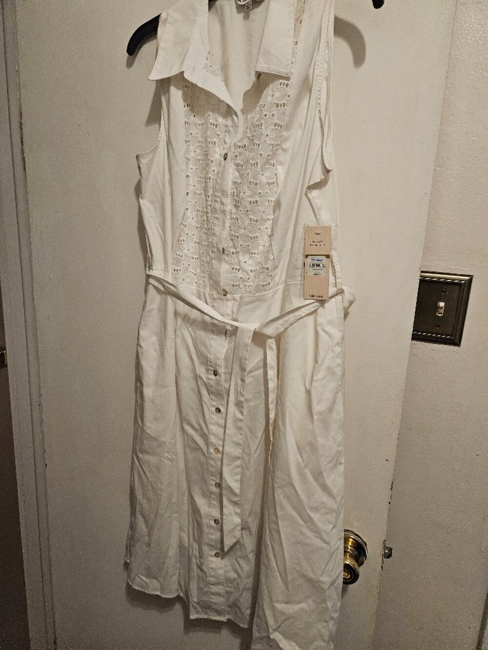 White cotton lace front dress